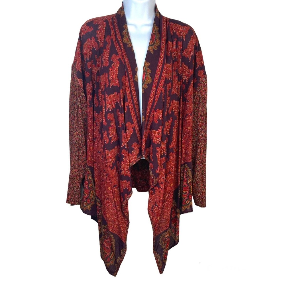 Componix Womens Vintage 2x Mixed print pasiley floral boho open Kimono Cover Up